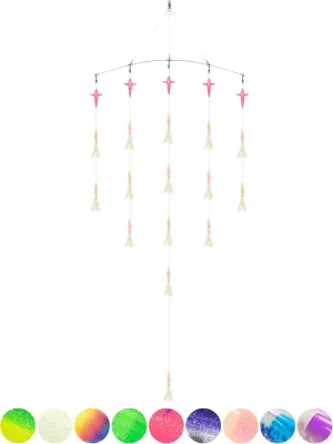 BLUEWING 18"/36" Fishing Spreader Bar Wave with 6in/9in Bulb Squids, 5.28in Trolling Birds and 316 Stainless Steel Rod Offshore Spreader Bar for Wahoo Tuna Marlin Mahi Mahi, Includes Mesh Bag