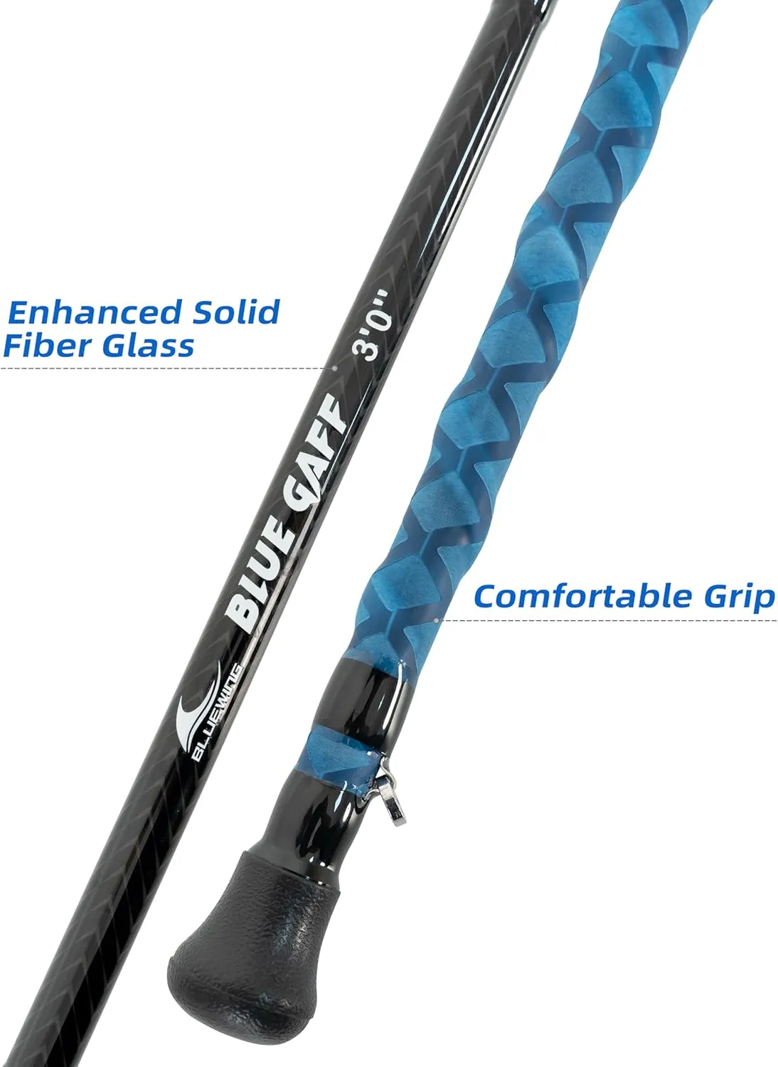 BLUEWING Fishing Gaff Fiberglass/Carbon Fiber 3/4/5/6/8/10/12/14/16 ft Gaff Hook Saltwater Heavy Duty Gaffs with 2in/3in/4in Stainless Steel Hook Big Game Gaff for Tuna, Shark, Marlin Fishing