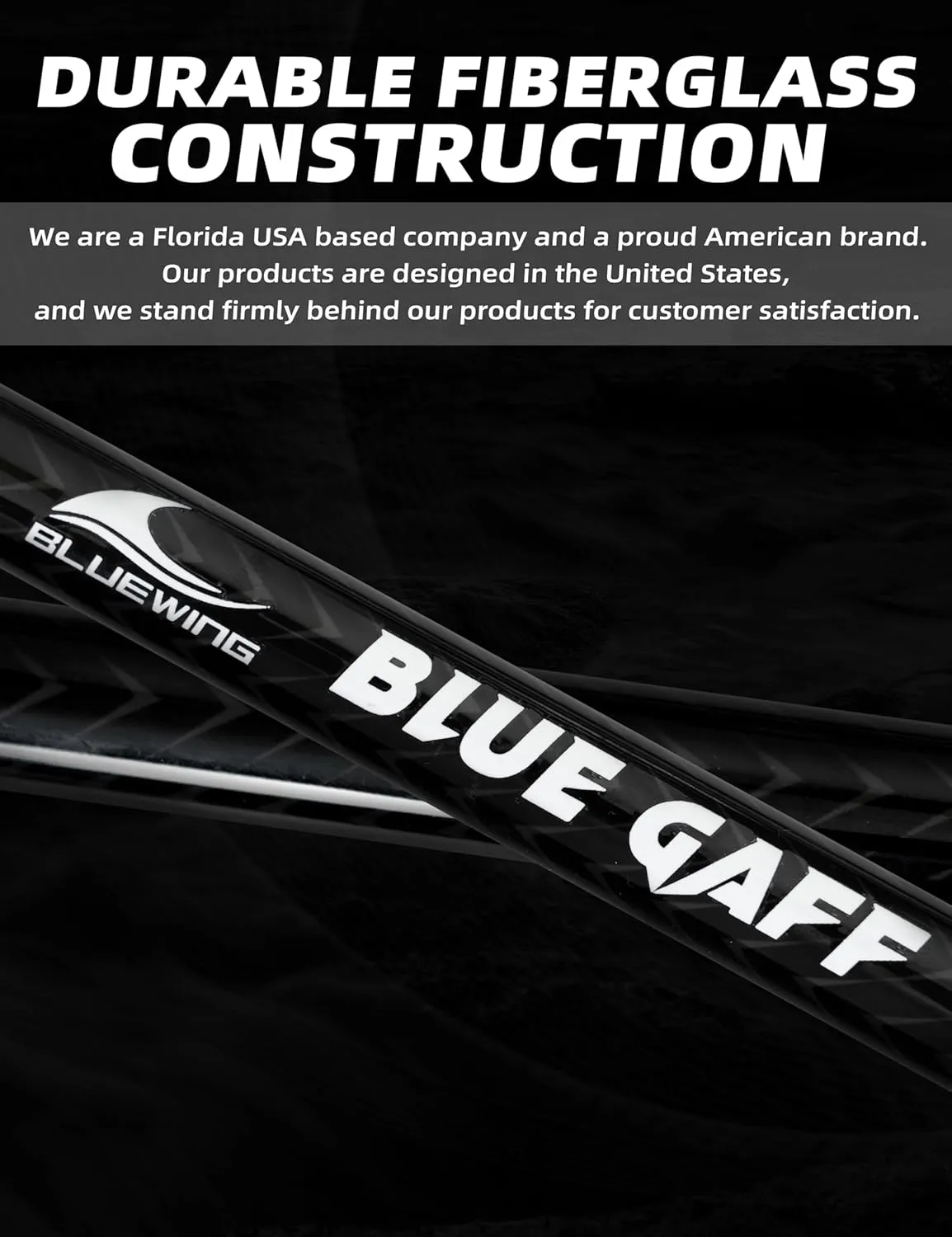 BLUEWING Fishing Gaff Fiberglass/Carbon Fiber 3/4/5/6/8/10/12/14/16 ft Gaff Hook Saltwater Heavy Duty Gaffs with 2in/3in/4in Stainless Steel Hook Big Game Gaff for Tuna, Shark, Marlin Fishing