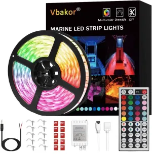 Boat Led Strip Lights, 16.4FT Marine Pontoon Boat Lights, Waterproof Boats Deck Light, Multi-Color Boats Interior Deck Cabin Light for Pontoon Jon Bass Yacht, Night Fishing Lighting