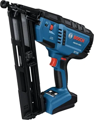 BOSCH GNH18V-15MAN 18V Brushless 15-Gauge Angled Finish Nailer - Precision for Tight Spaces, Fastens up to 1,200 Nails per Charge, One-Handed Activation, Tool-Free Jam Clearing, Belt Hook (Bare Tool)