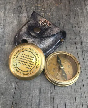 Brass Antique Nautical Solid Brass Working Compass with Leather Case Handmade Marine Gift