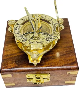 Brass Compass, Sundial Hiking, Camping, Traveler Handmade Brass Sundial Compass Collectible Vintage Gift