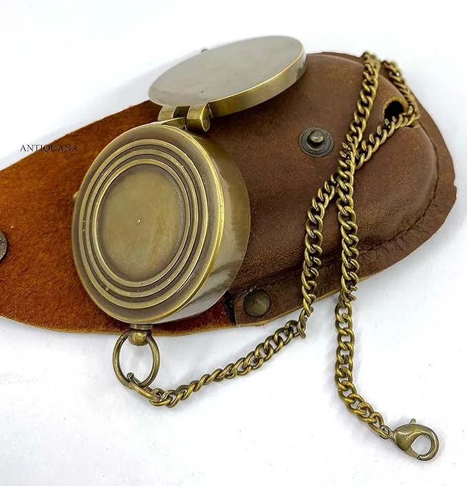 Brass Compass Unique Print Go Confidently Quote Compass With Leather Case Antique Brass Compass With Chain A Great Gift Item For Your Loved Ones Hikers And Traveler By