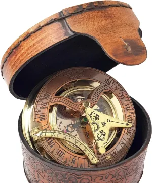 Brass Nautical - Antique Brass & Copper Sundial Compass,