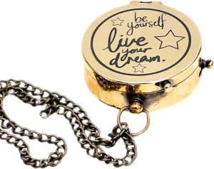 Brass Nautical Compass with 'Be Yourself Live Your Dream' Engraving – Vintage Magnetic Navigational Instrument Gift for Friends