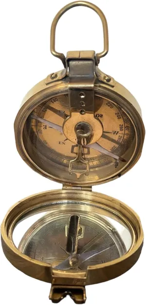 Brass Vintage Old Style Military Compass Shiny Brass Navigational Engraved Gift for Husband Son Scouts Camping Hiking