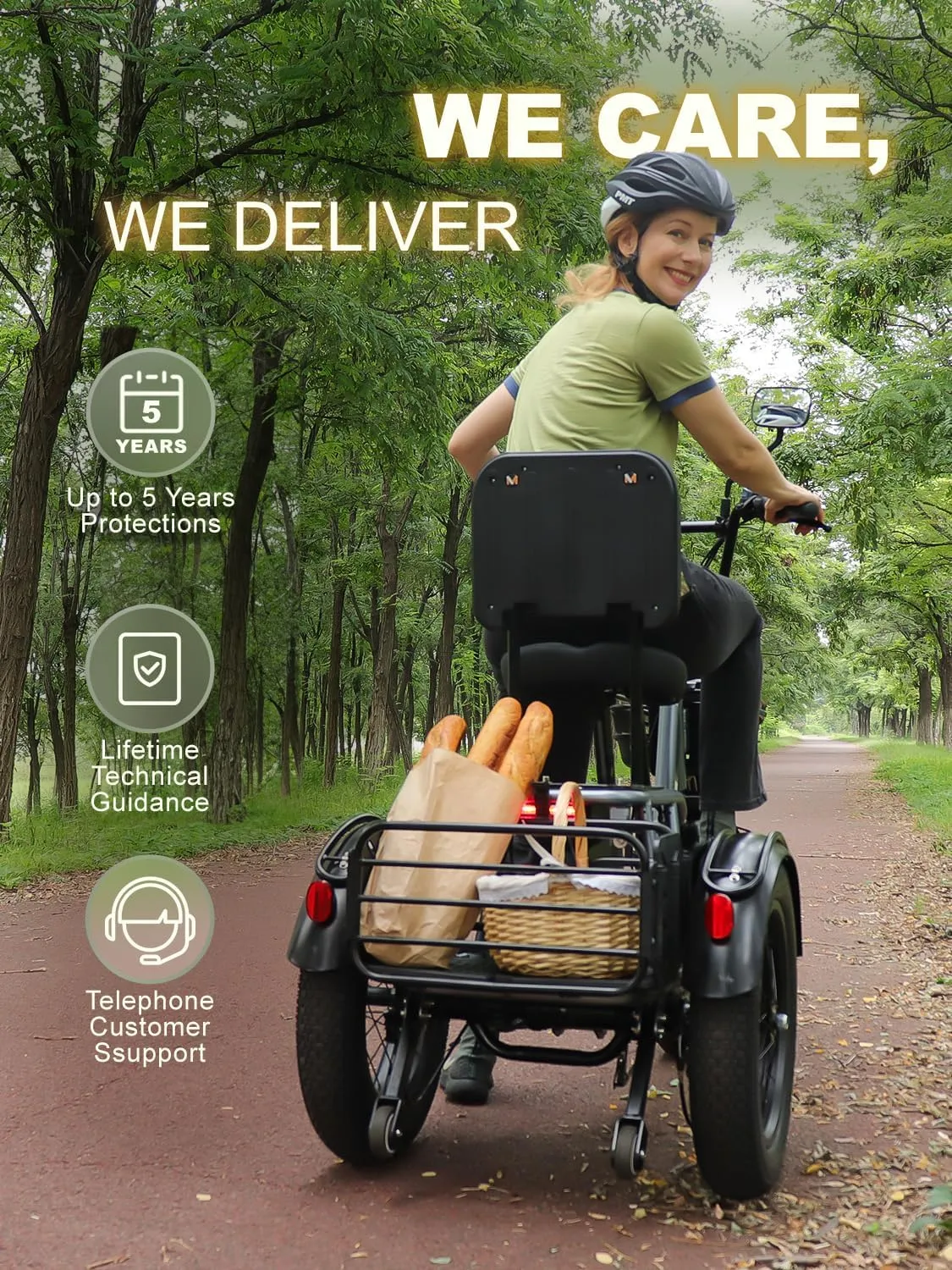 Breeze Folding Electric Tricycle for Adults, 1000W 48V 15AH, 18‘’×4'' Fat Tire Electric Trike, 20MPH 80Miles E-trike, 3 Wheel Electric Bike, Reverse & Parking, 450lbs Load (with Upgraded Parts)