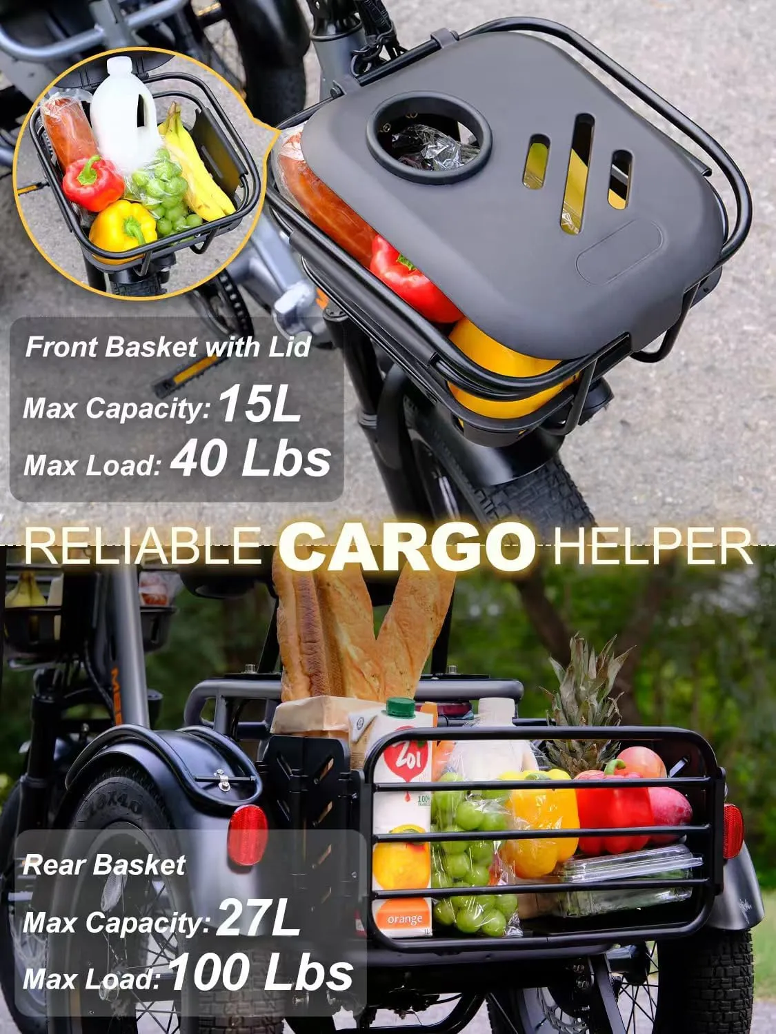 Breeze Folding Electric Tricycle for Adults, 1000W 48V 15AH, 18‘’×4'' Fat Tire Electric Trike, 20MPH 80Miles E-trike, 3 Wheel Electric Bike, Reverse & Parking, 450lbs Load (with Upgraded Parts)