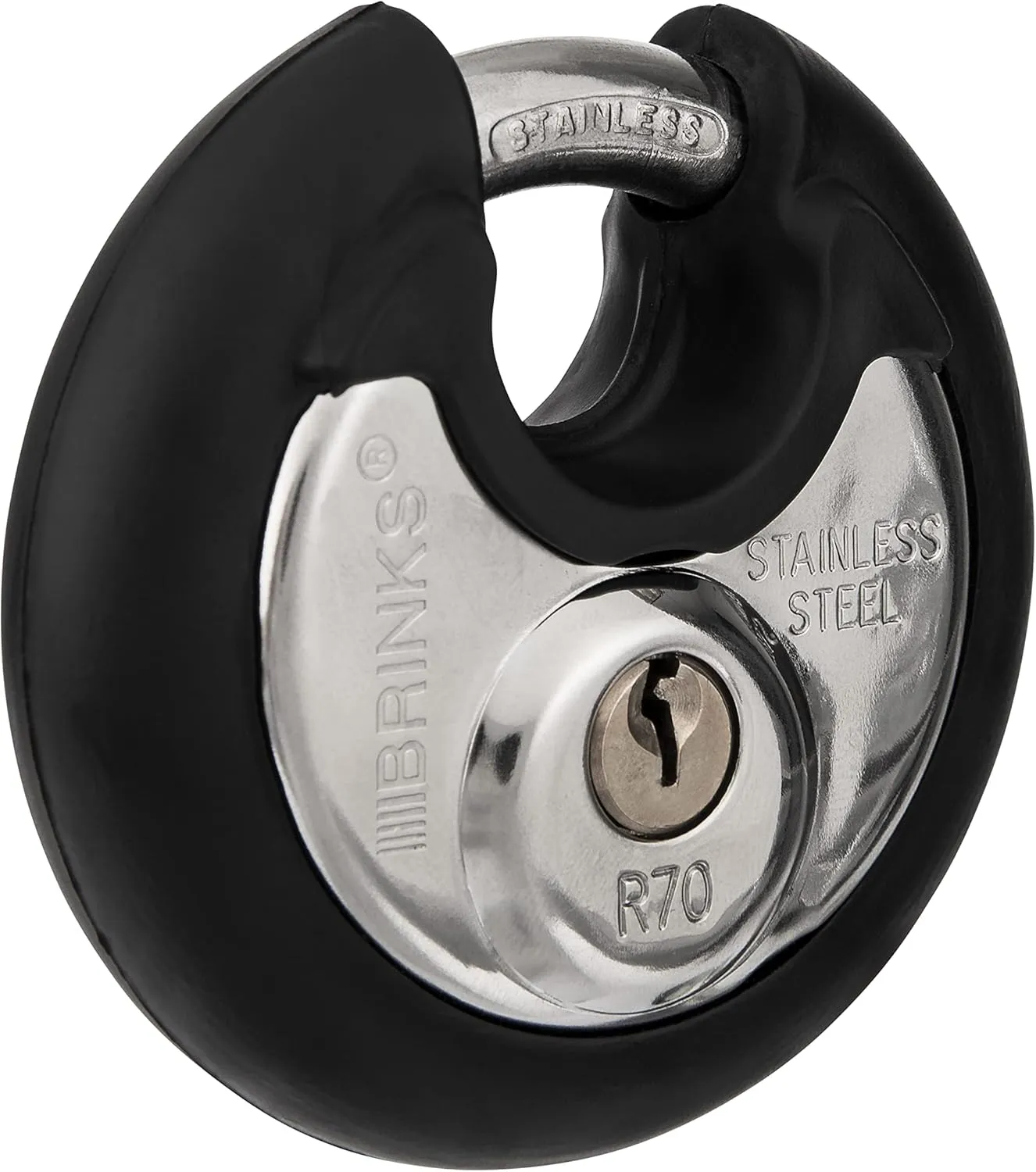 BRINKS Heavy Duty Padlock with Key - 70mm Discus Keyed Lock for Storage Shed, Garage, Storage Lockers, Sliding Doors, Tool Box, and Cabinets