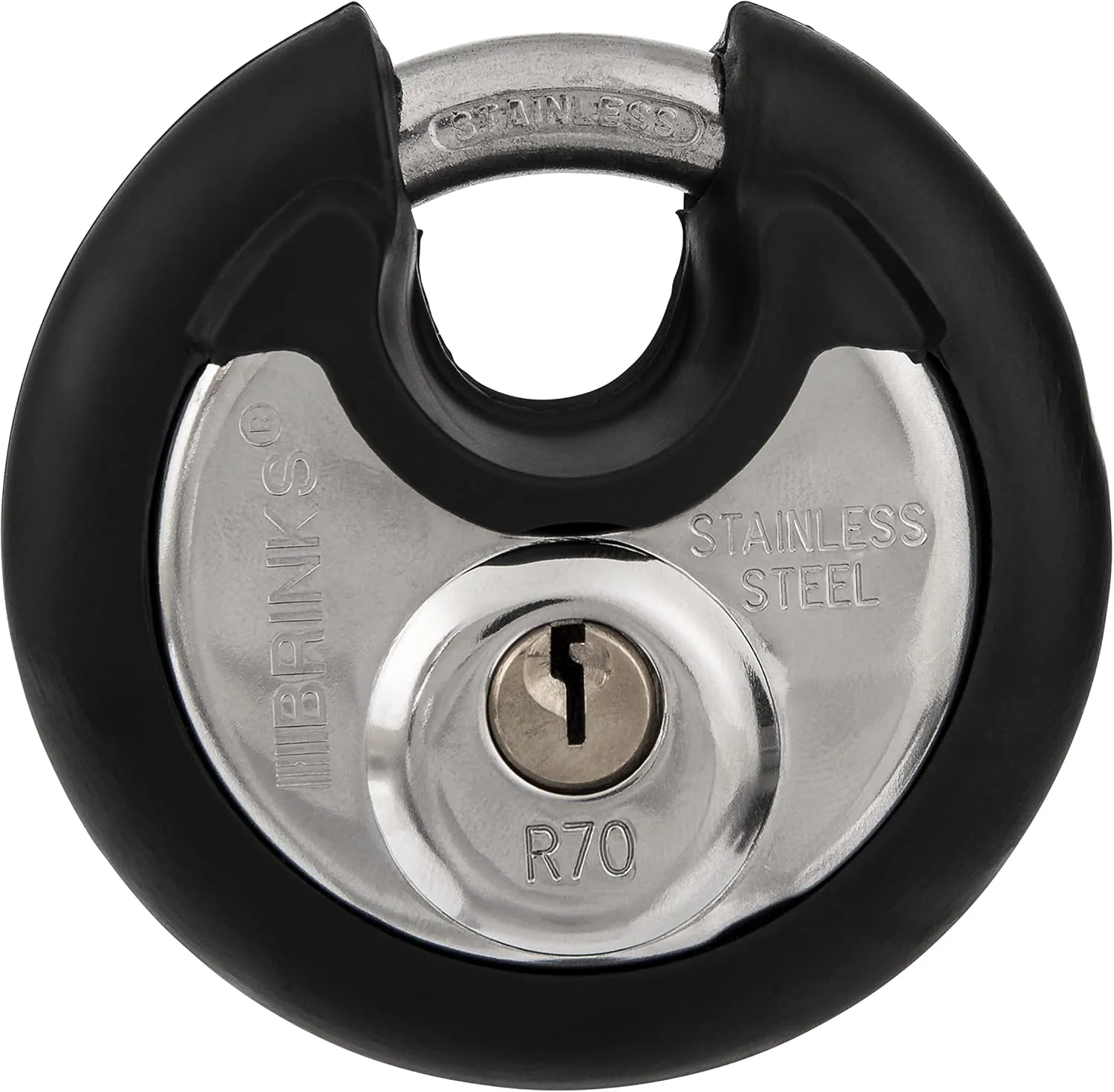 BRINKS Heavy Duty Padlock with Key - 70mm Discus Keyed Lock for Storage Shed, Garage, Storage Lockers, Sliding Doors, Tool Box, and Cabinets