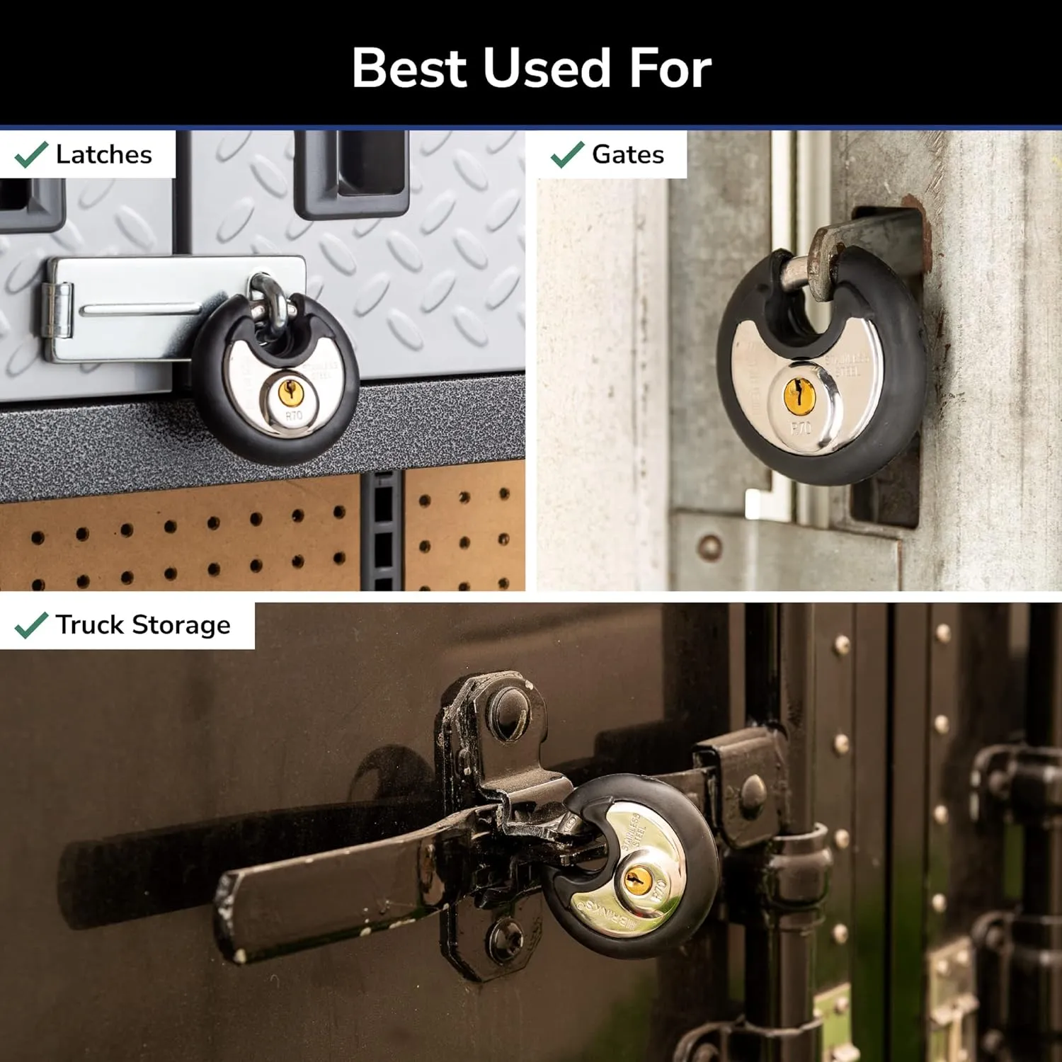 BRINKS Heavy Duty Padlock with Key - 70mm Discus Keyed Lock for Storage Shed, Garage, Storage Lockers, Sliding Doors, Tool Box, and Cabinets