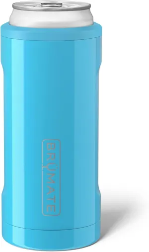 BrüMate Hopsulator Slim Can Cooler Insulated for 12oz Slim Cans | Skinny Can Insulated Stainless Steel Drink Holder for Hard Seltzer, Beer, Soda, and Energy Drinks (Electric Blue)