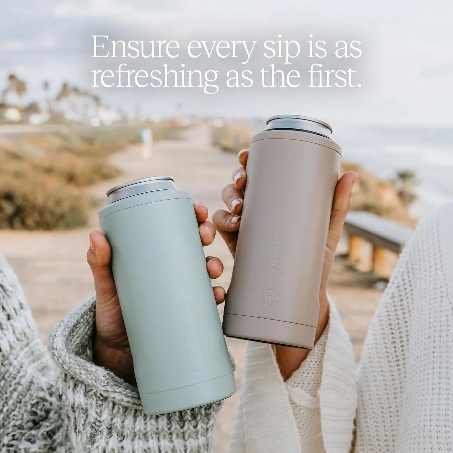 BrüMate Hopsulator Slim Can Cooler Insulated for 12oz Slim Cans | Skinny Can Insulated Stainless Steel Drink Holder for Hard Seltzer, Beer, Soda, and Energy Drinks (Electric Blue)