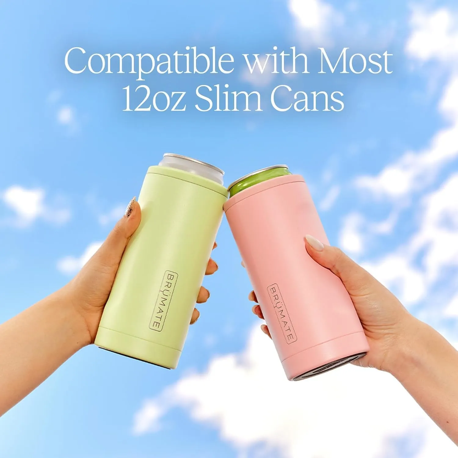 BrüMate Hopsulator Slim Can Cooler Insulated for 12oz Slim Cans | Skinny Can Insulated Stainless Steel Drink Holder for Hard Seltzer, Beer, Soda, and Energy Drinks (Electric Blue)