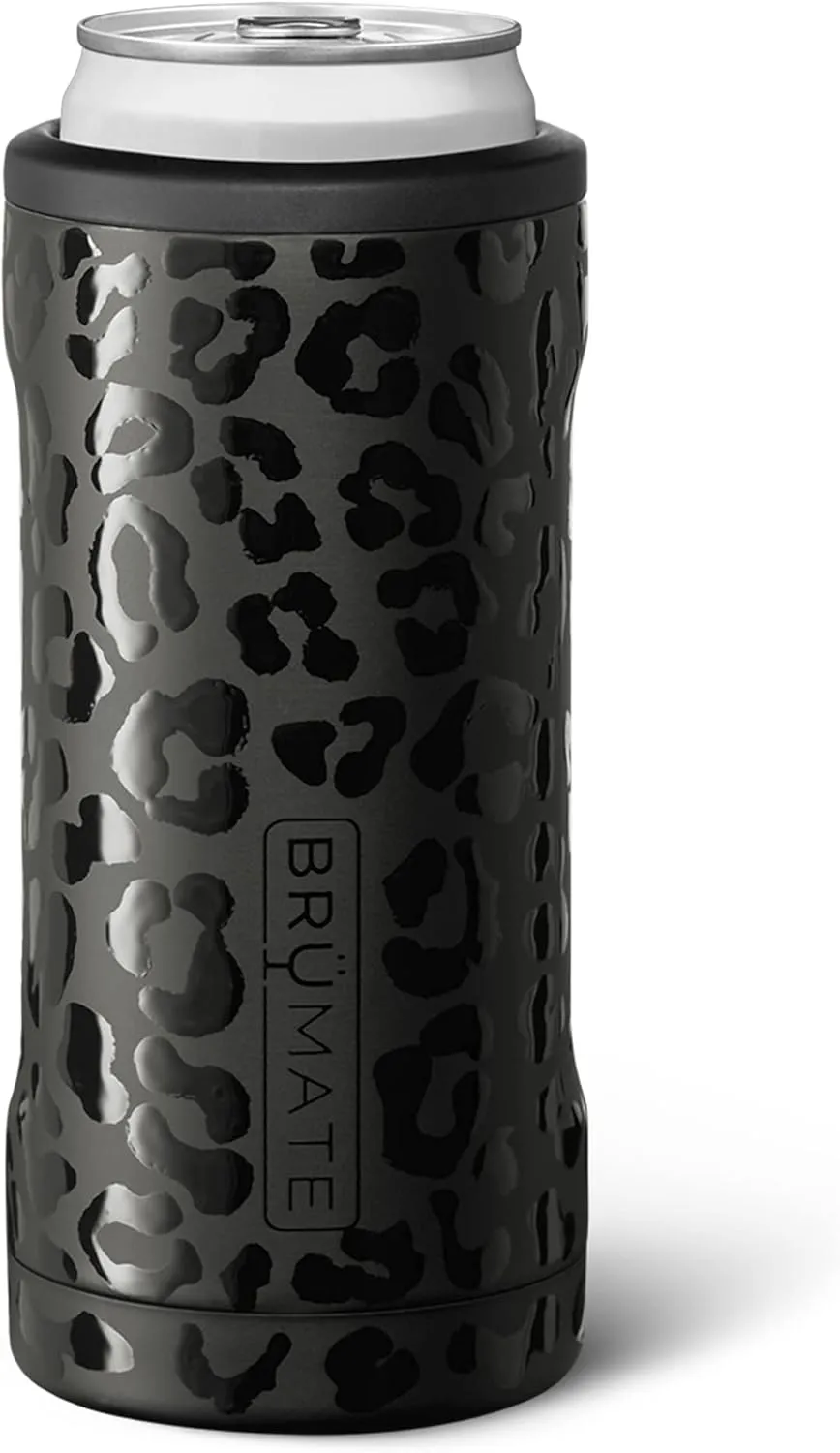 BrüMate Hopsulator Slim Double-Walled Stainless Steel Insulated Can for 12 Oz Slim Cans (Onyx Leopard)
