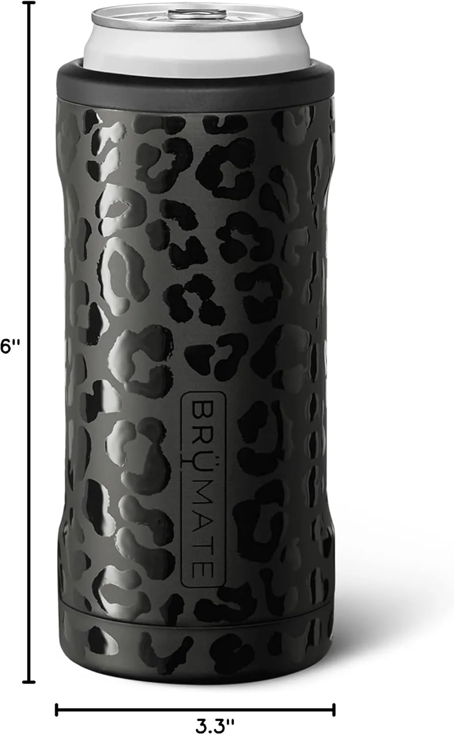 BrüMate Hopsulator Slim Double-Walled Stainless Steel Insulated Can for 12 Oz Slim Cans (Onyx Leopard)