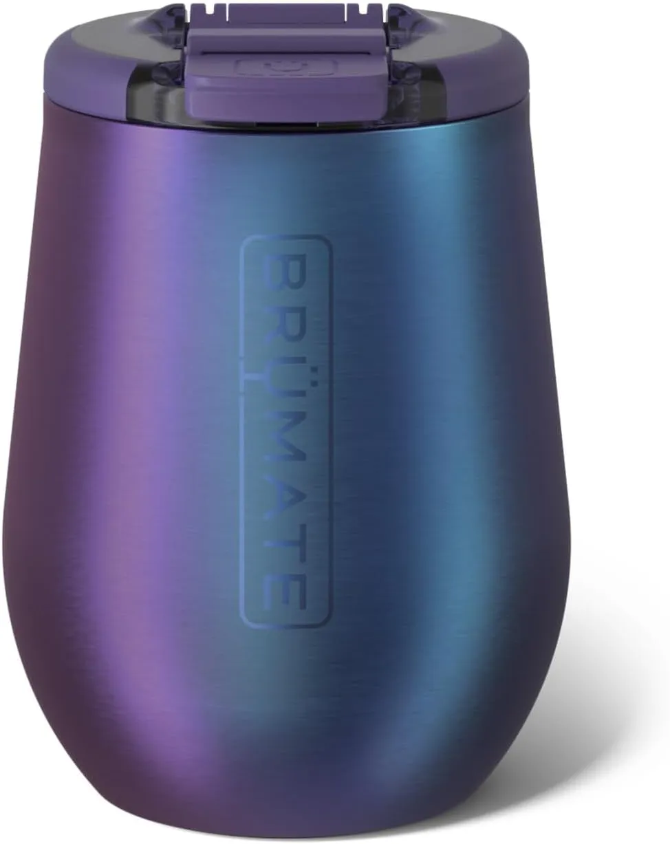 BrüMate Uncork'd 100% Leak-Proof 14oz Insulated Wine Tumbler with Lid - Vacuum Insulated Stainless Steel Wine Glass - Perfect For Travel & Outdoors (Dark Aura)
