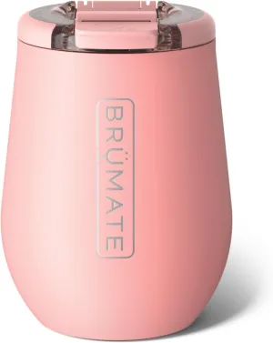 BrüMate Uncork'd 100% Leak-Proof 14oz Insulated Wine Tumbler with Lid - Vacuum Insulated Stainless Steel Wine Glass - Perfect For Travel & Outdoors (Guava)