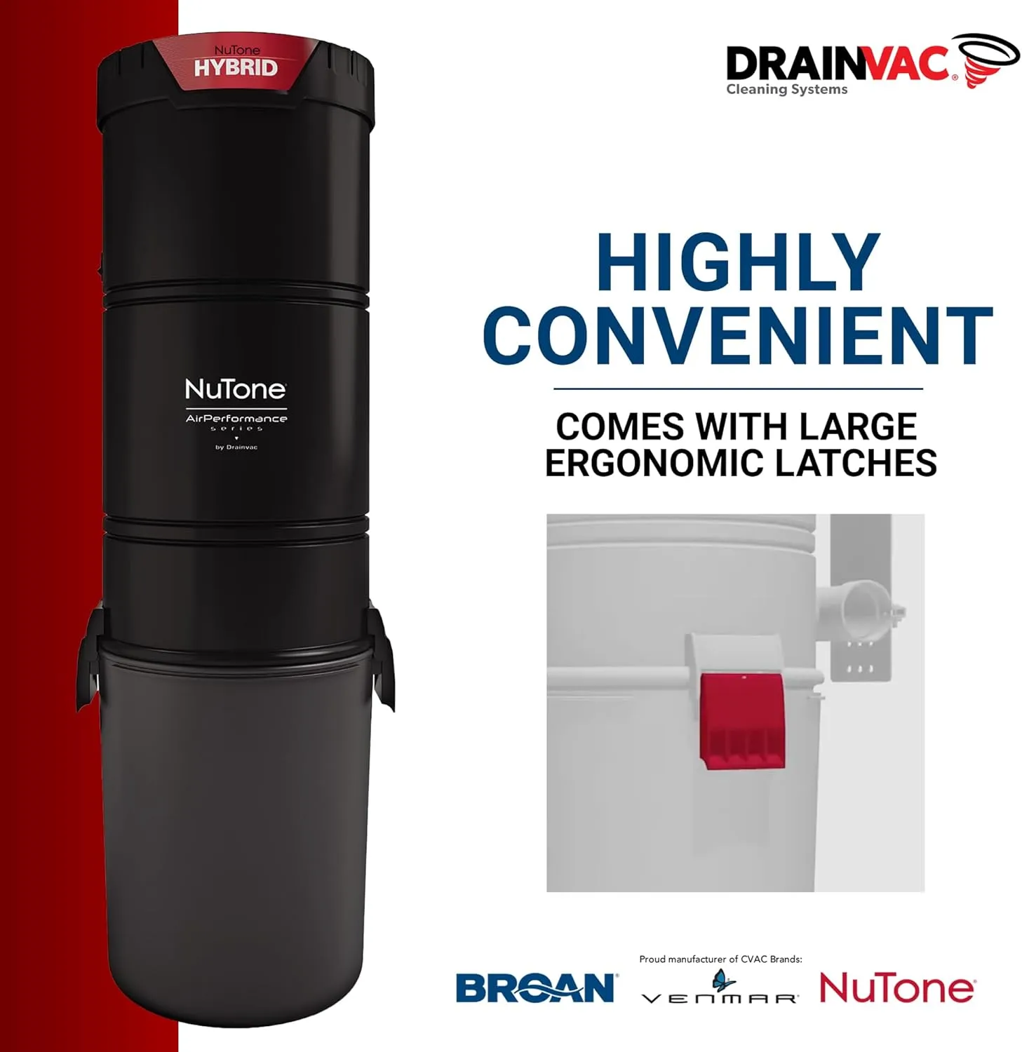 Broan-nutone 700 Air watts Central Vacuum System and Deluxe Multi-Surface Tool Set for Cleaning Floors, Anti-Vibration, Powerful Suction