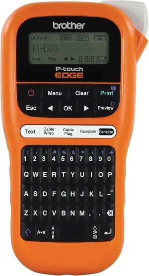Brother PTE110 Entry Level Industrial Handheld Labeling Tool Kit - Up to 12mm Labels, Orange