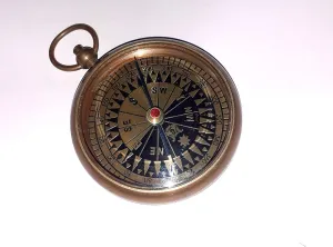 Brown Antique 2.05 inch Approx. Brass Magnetic Functional Pocket Compass in Antique Look
