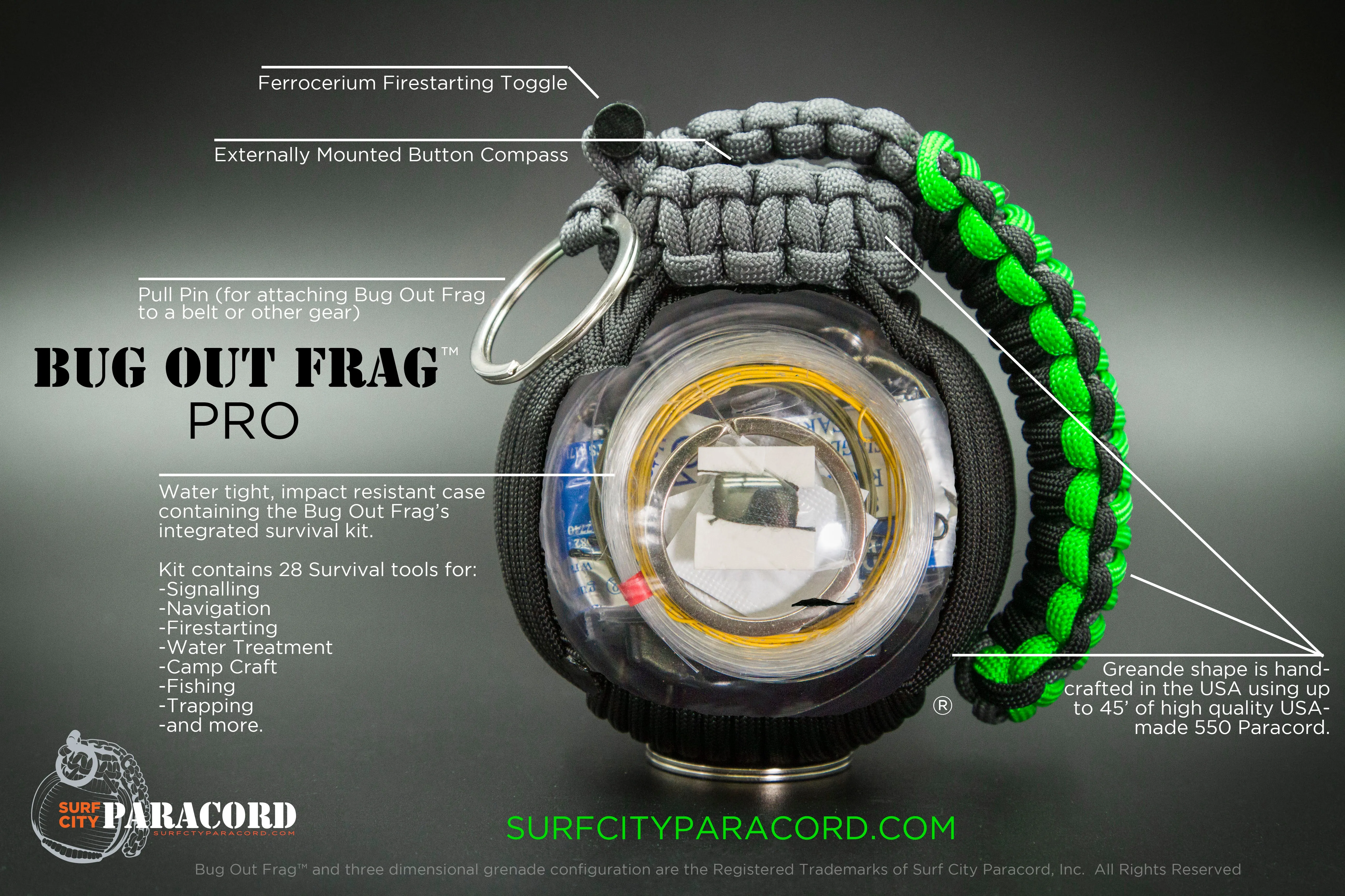 Bug Out Frag Pro Paracord Survival Kit (Zombie Decay)