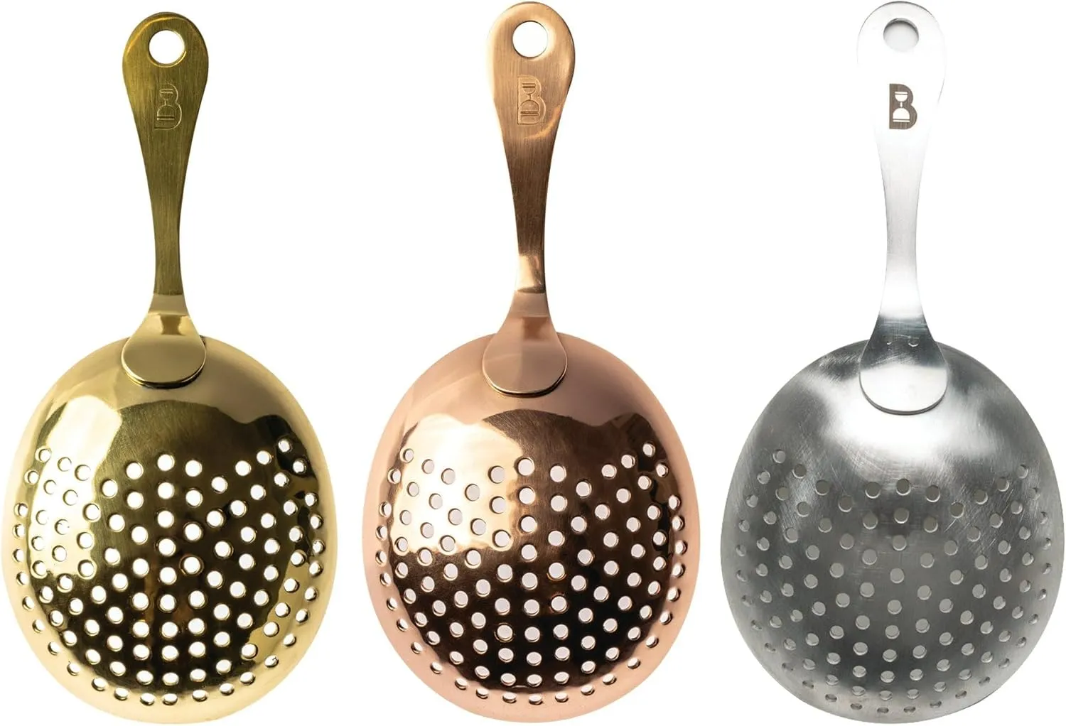 Bull in China Julep Strainer with Handle - 100% Brass Bar Hand Cocktail Strainer for Bartending