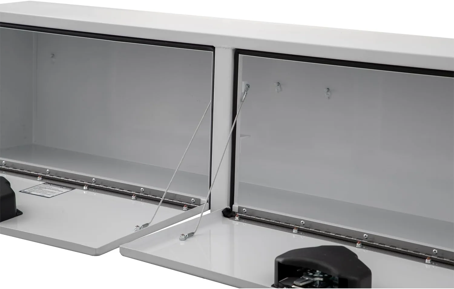 Buyers Products 1702895 White Steel Topsider Truck Box With T-Handle Latch, 18 x 16 x 90 Inch, Truck Tool Box For Storage And Organization, Lockable Contractor Box For Work Trucks