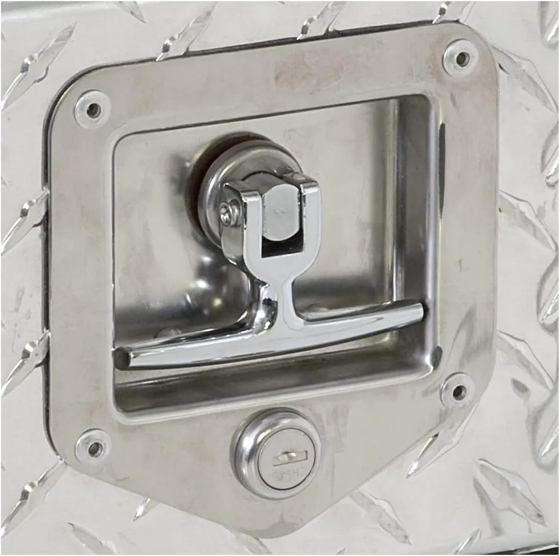 Buyers Products L8815 T-Handle Latch, Locking Single Point Latch With Gasket, With 2 Keys, Polished Stainless Steel, For Truck Bed Tool Boxes, Trailer Doors, RVs, Campers, Truck Cap Latch