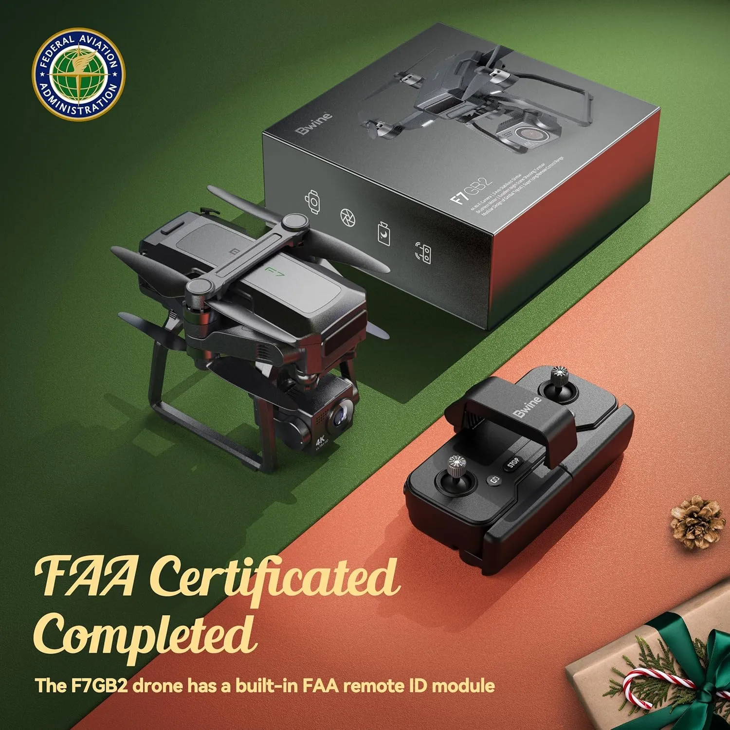 Bwine F7 GPS Drones with Camera for Adults 4K Night Vision, 3-Axis Gimbal, 2Mile Long Range, 75Mins Flight Time Professional Drone with 3 Battery, Auto Return Follow Me Fly Around Beginner Mode