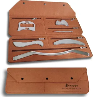BYYDDIY 6 in 1 with Classified Storage Mark,Stainless Steel Gua Sha Muscle Scraper Tools Kit, Scraping Massage Tool,Massage Scraper Tools for Physical Therapy (D-6PCS)