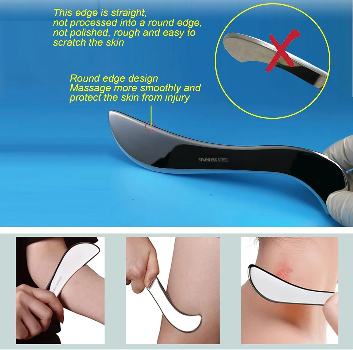 BYYDDIY 6 in 1 with Classified Storage Mark,Stainless Steel Gua Sha Muscle Scraper Tools Kit, Scraping Massage Tool,Massage Scraper Tools for Physical Therapy (D-6PCS)