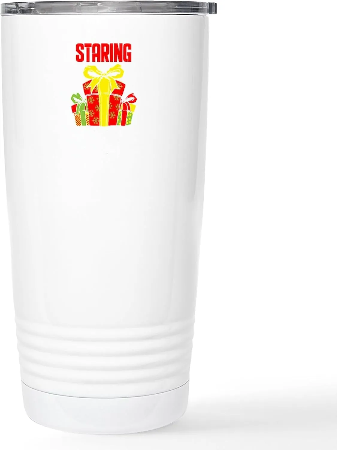 CafePress Stop Staring At My Package Funny Christmas Gi Mugs 20 oz. Insulated Stainless Steel Coffee Tumbler