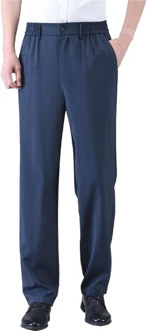 Caloset Men's Ice Silk Cargo Pants - Super Stretch, Loose Fit, Breathablity Elastic Waist Trousers