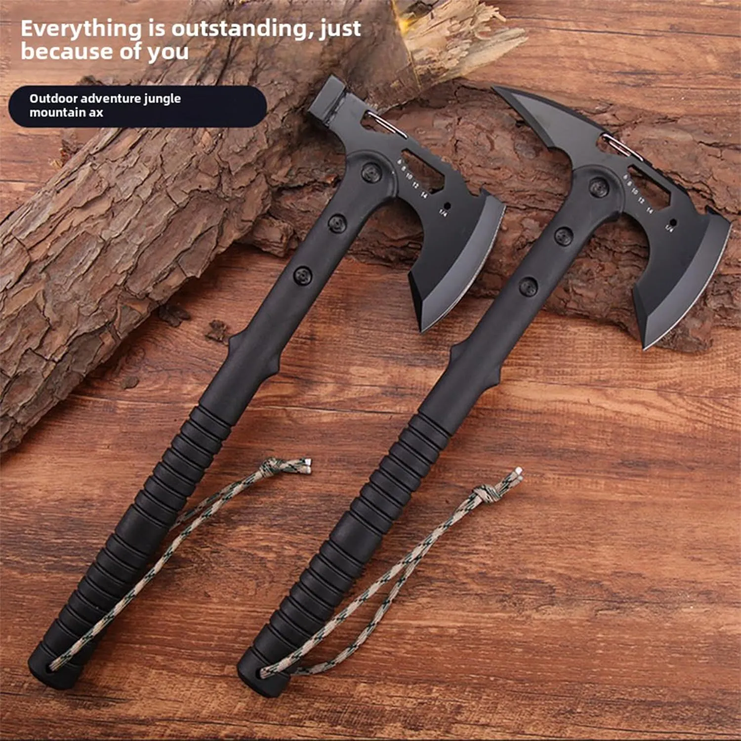 Camping Axe, Chopping Hatchet with Awl, Tactical Tomahawk with Hammer, Stainless Steel Axe for Outdoor Camping Hiking Garden