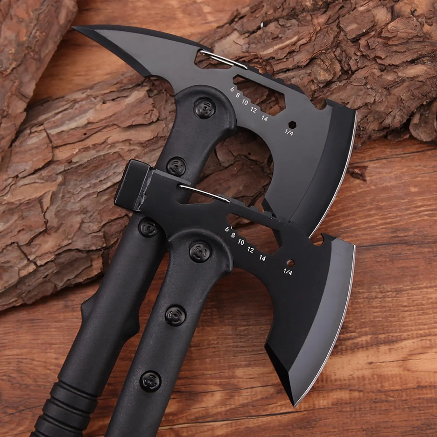 Camping Axe, Chopping Hatchet with Awl, Tactical Tomahawk with Hammer, Stainless Steel Axe for Outdoor Camping Hiking Garden