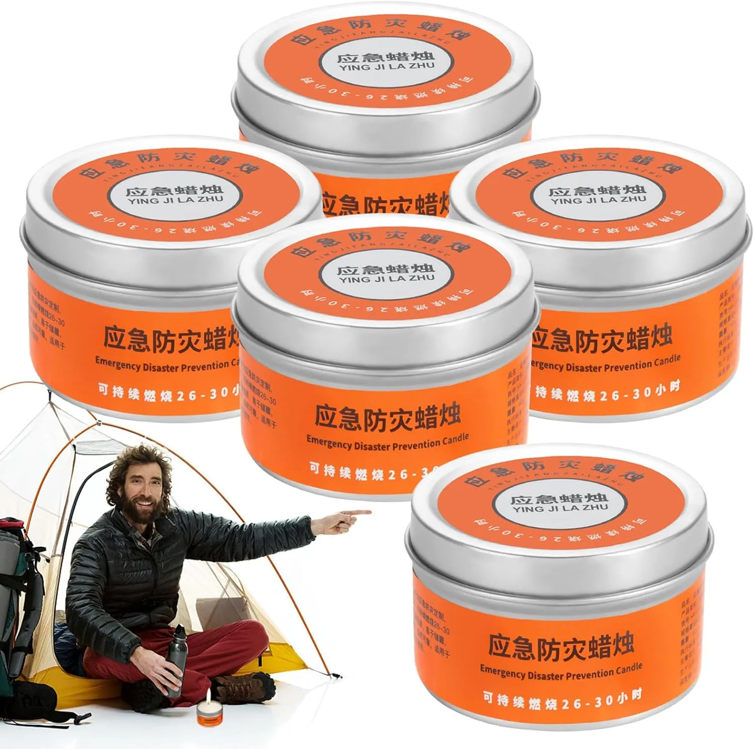 Camping Candles,Set of 5 Long Lasting Unscented Candles | Slow-Burning, Portable Outdoor Gear for Camping Trips Tent Lighting Wilderness Survival