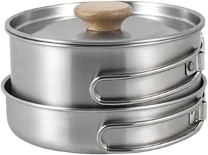 Camping Pan Detachable Handle Professional Cooking Pot Wear-Resistant Reusable Stainless Steel