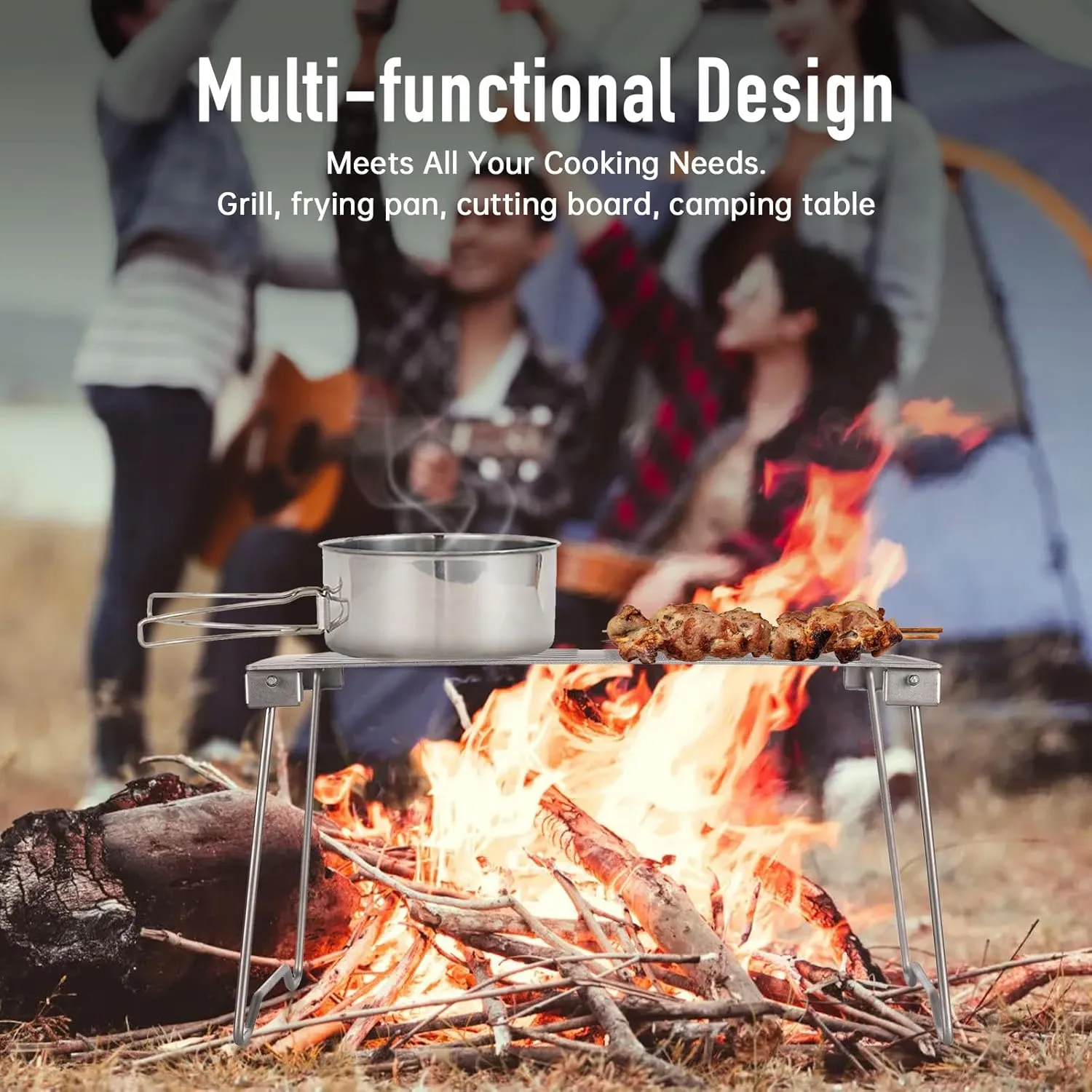 Camping table Folding Campfi Grill Portable Ti BBQ Grill Outdoor Hiking Camping Grill with Legs Lightweight Camp Tables Portable Foldable
