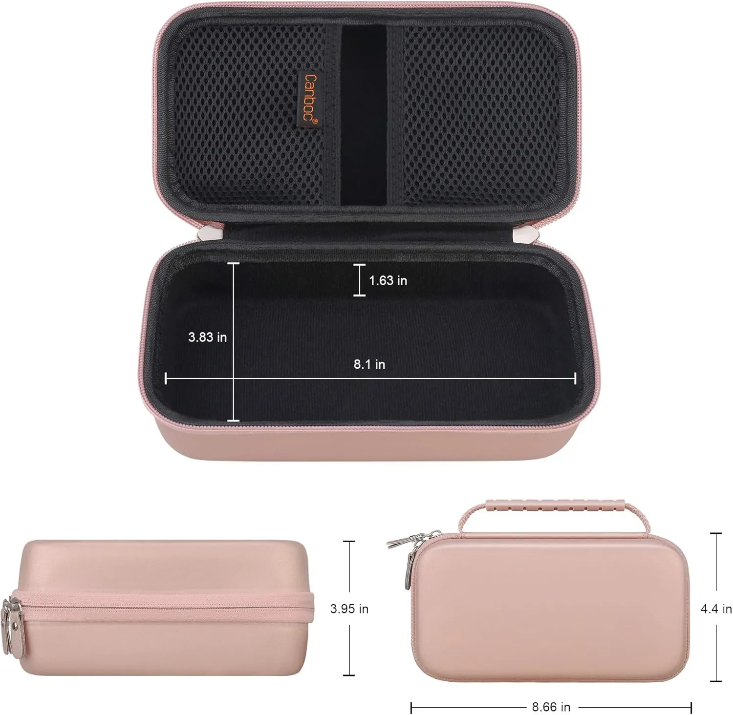 Canboc Carrying Case for Halo Bolt Portable Car Jump Starter 58830/57720/44400 mWh, Halo Bolt ACDC Max 55500 mWh Phone Charger, Mesh Bag for Jumper Cable, AC Wall Charger, Charge,Rose Gold