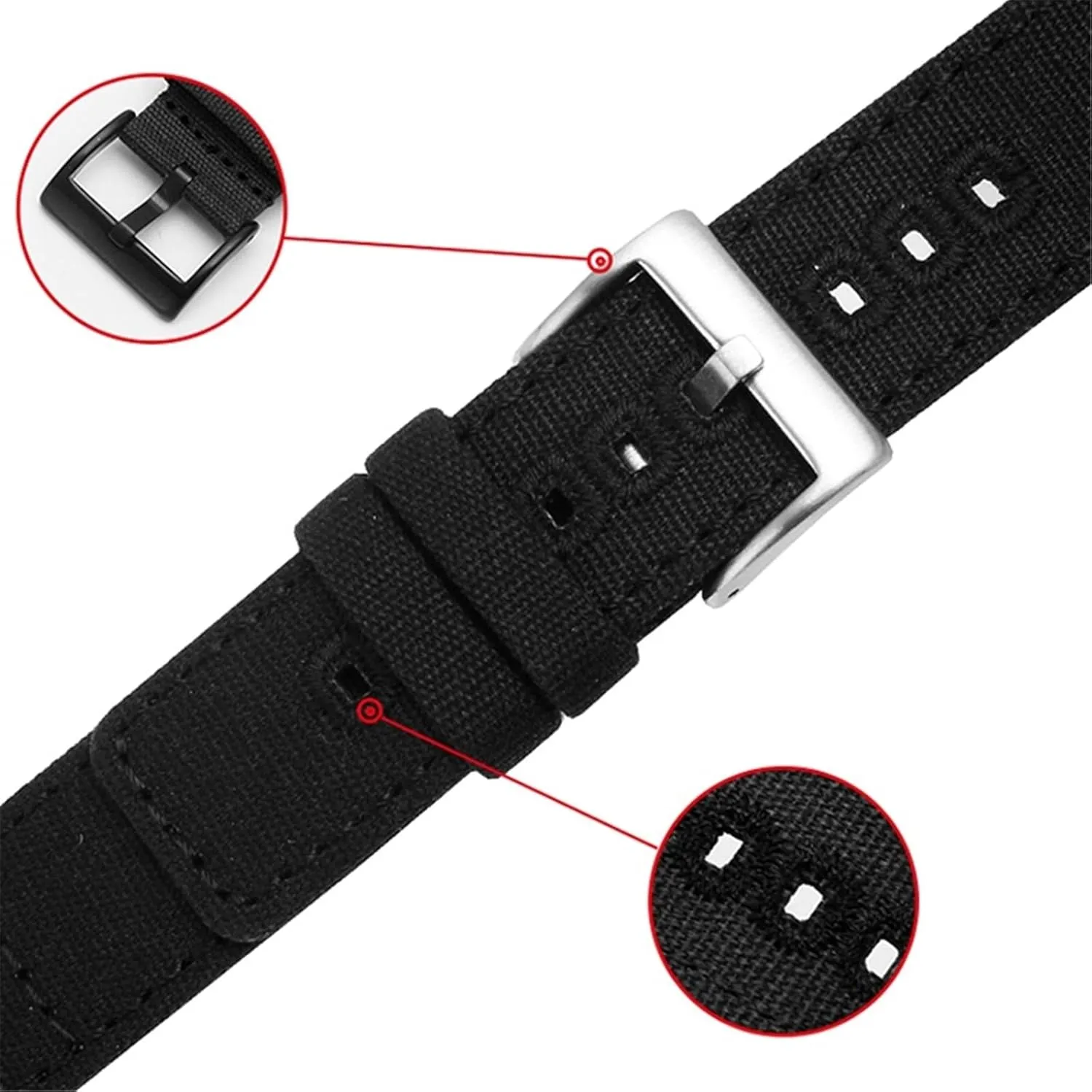 Canvas Nylon Watch Strap 18mm 19mm 20mm 22mm Nylon Watchbands Replacement Bracelet Wrist Band Watch