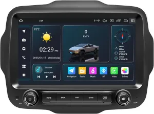 Car Radio Stereo for Jeep Renegade 2015 2016 2017 2018 2019 2020, Android 14 GPS Navigation 9" HD IPS QLED 720 * 1280P Screen Built-in Autoplay Carplay 4G LTE Bluetooth5.0 DSP SWC 8-core 4 64GB