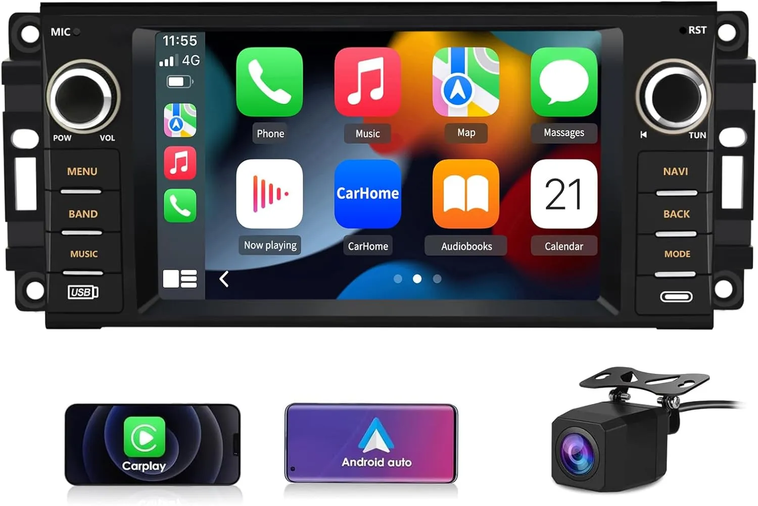 Car Stereo [2GB 64GB] for Jeep Wrangler JK Compass Patriot/Chrysler/Dodge RAM Charger, 7 inch Touch Screen Android 13 Radio with Bluetooth GPS Wireless CarPlay Andriod Auto Reverse Camera