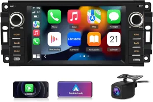 Car Stereo [2GB 64GB] for Jeep Wrangler JK Compass Patriot/Chrysler/Dodge RAM Charger, 7 inch Touch Screen Android 13 Radio with Bluetooth GPS Wireless CarPlay Andriod Auto Reverse Camera