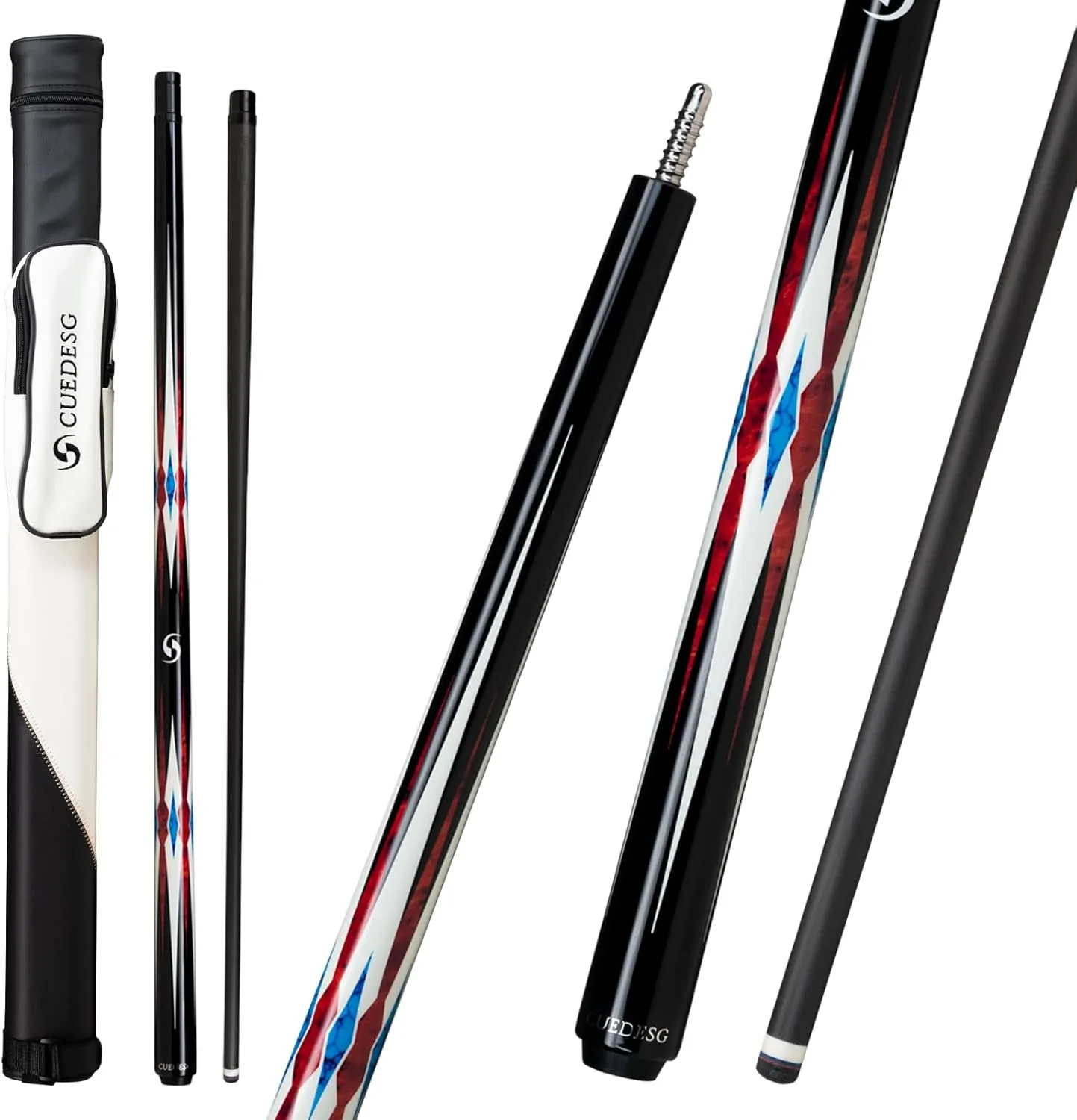 Carbon Fiber Pool Cue Stick 10.5mm/11.8mm/12.5mm,Low Deflection Pool Stick,Professional Cue Stick with Case