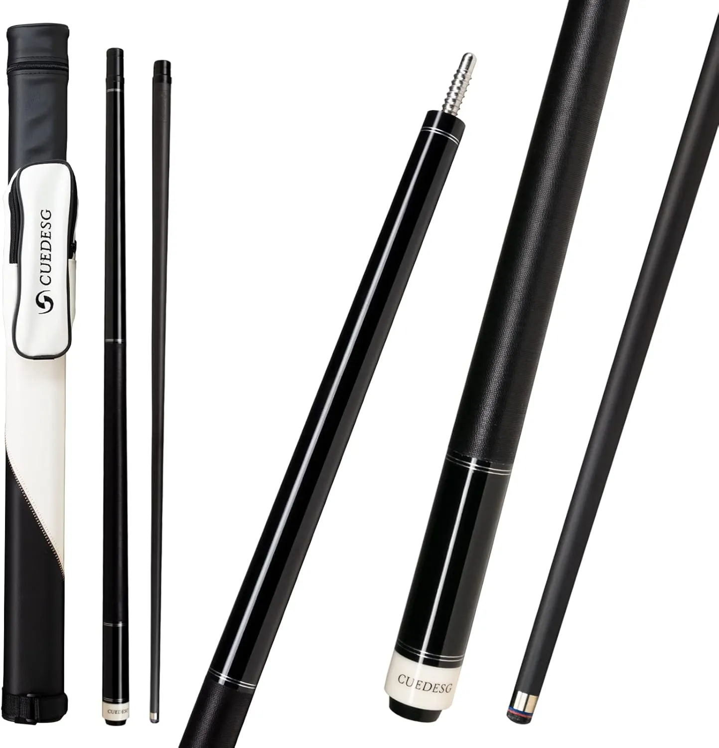 Carbon Fiber Pool Cue Stick 10.5mm/11.8mm/12.5mm,Low Deflection Pool Stick,Professional Cue Stick with Case
