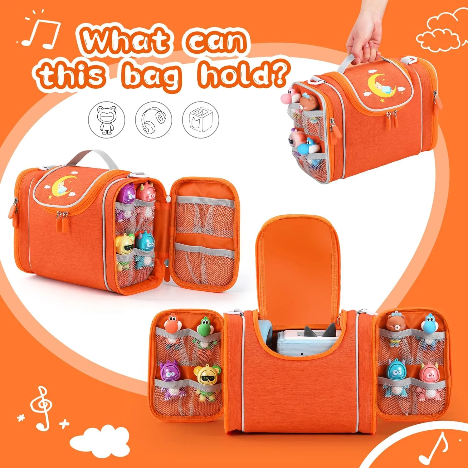 Carrying Case Compatible with Toniebox Starter Set, Role Storage Bag with Handle and Shoulder Strap, Portable Travel Organizer Case for Tonies Headphones, Charger and Accessories (Orange)
