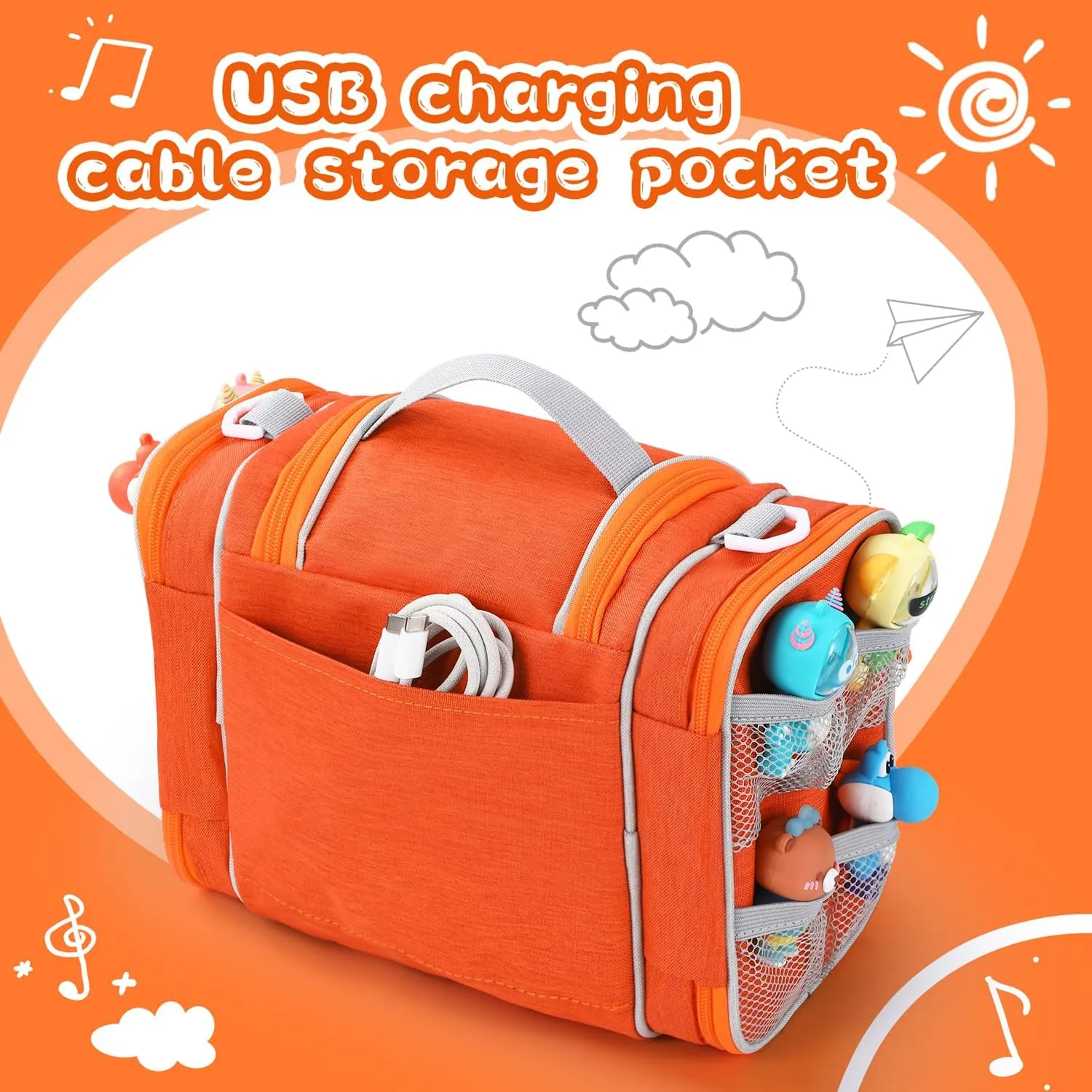 Carrying Case Compatible with Toniebox Starter Set, Role Storage Bag with Handle and Shoulder Strap, Portable Travel Organizer Case for Tonies Headphones, Charger and Accessories (Orange)