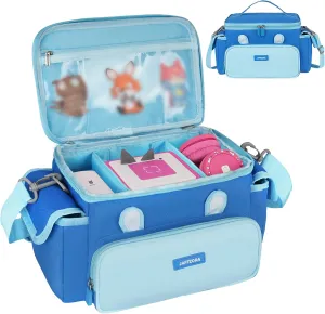 Carrying Case Fits for Toniebox & Little Tikes Story Dream Machine Starter Set, Cute Storage Bag Compatible with Toniebox Audio Player, Tonies Characters and Accessories, Blue (Bag Only)